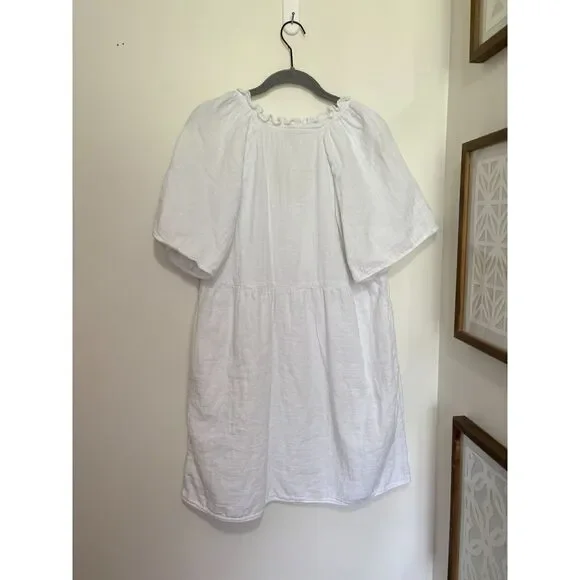 Old Navy White Cotton Dress Cottagecore Peasant Boho Mini Flowy M - Picture 4 of 8